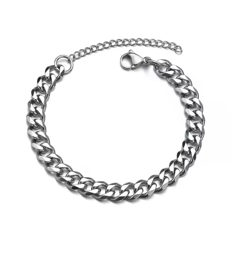 Men's Stainless Steel Bracelet Cuban Chain 5mm Wide Chain Bracelet for Men Gold Silver Men and Women Jewelry Gift